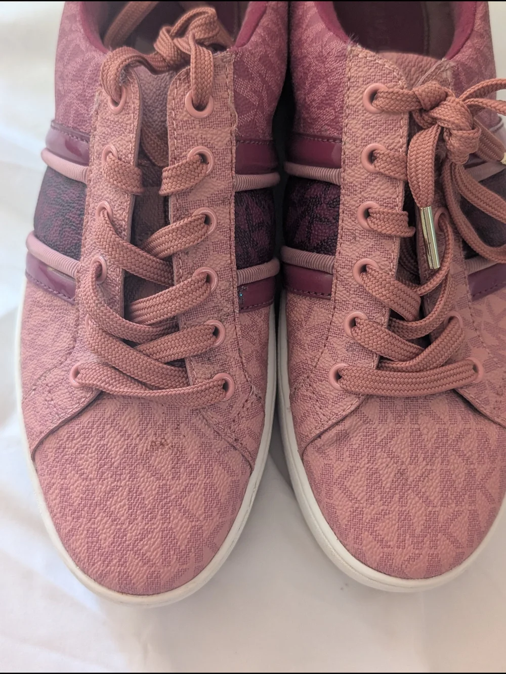 Michael Kors Women’s Pink Poppy Stripe Platform Logo Sneakers Size 9